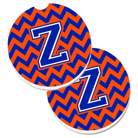 Carolines Treasures Letter Z Chevron Orange and Blue  Cup Holder Car Coaster, PK2 CJ1044-ZCARC